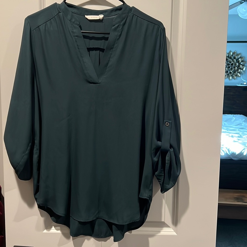 EUC Lush layering blouse, dark green | M
